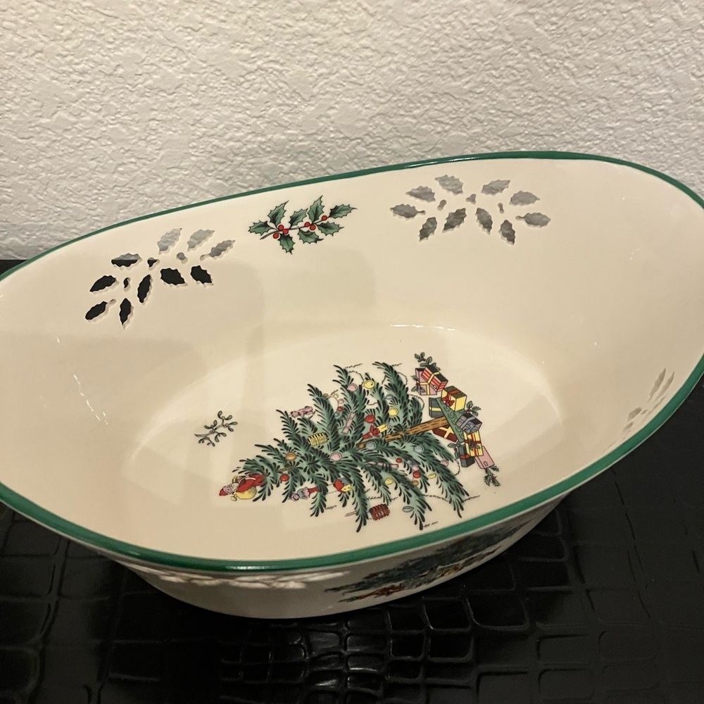 Spode Holiday Decor Bowl with Green and Red Accents - Picture 2 of 7